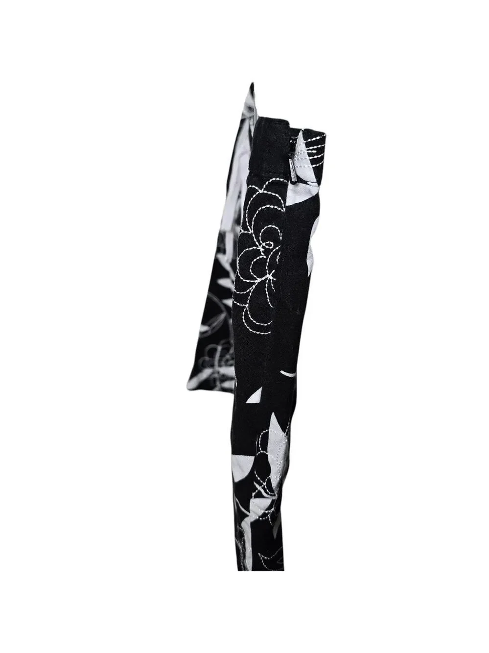 Ann Taylor LOFT Black White Floral Leaves Side Zip Skirt Petites 12P